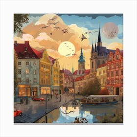 Prague At Sunset Canvas Print