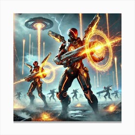 A Sci Fi Depiction Of Plasma Javelins Canvas Print