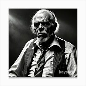 Black And White Portrait Of An Old Man Canvas Print