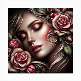 Girl With Roses 2 Canvas Print