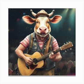 Cow Playing Guitar 8 Canvas Print