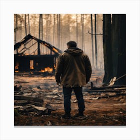 Man Standing In The Forest Canvas Print