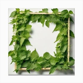 Frame Of Green Leaves 3 Canvas Print