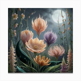 Flowers In The Moonlight 1 Canvas Print