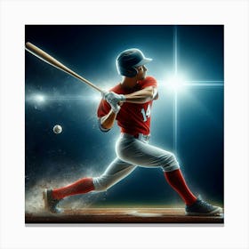 Baseball Player Swinging A Bat Canvas Print