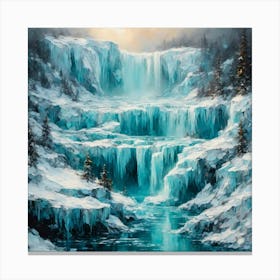 Iceberg And Frozen Waterfall Canvas Print