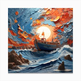Ship In The Sea Canvas Print