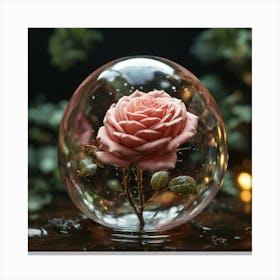 Rose In A Glass Ball Canvas Print