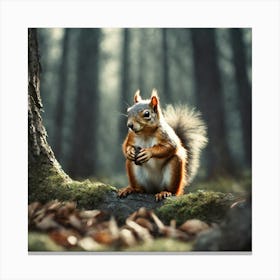 Red Squirrel In The Forest 9 Canvas Print