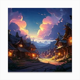 Village At Night Canvas Print