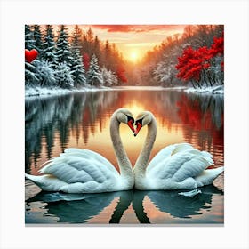 Swans In Love 6 Canvas Print