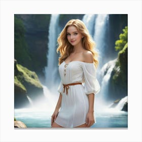 Beautiful Woman In A White Dress Canvas Print