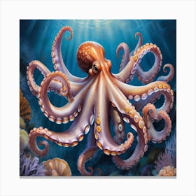 Vintage Colorful Octopus Canvas Print