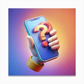 Hand Holding Smartphone With Question Mark Canvas Print