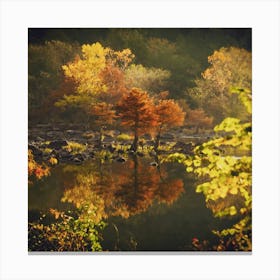 Autumn Trees Reflected In A Lake Canvas Print