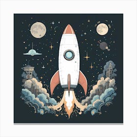 Rocket Ship In Space 3 Canvas Print