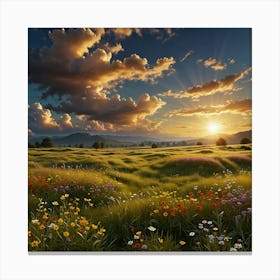 Sunset In The Meadow 16 Canvas Print