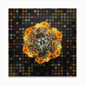Vintage Ixia Grandiflora Flower Wreath on Dot Bokeh Pattern n.0362 Canvas Print