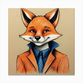 Fox In A Suit 1 Canvas Print