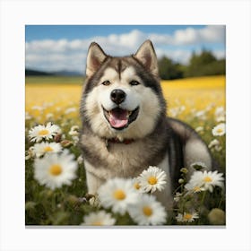 Husky Dog In A Field Canvas Print