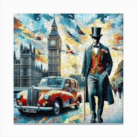 Abstract Puzzle Art English gentleman in London Canvas Print