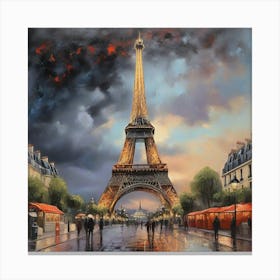 Painting Of Effiel Tower Canvas Print