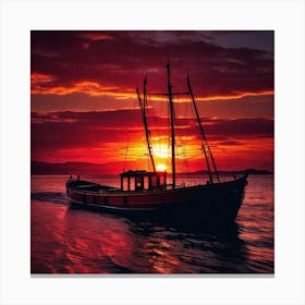 Sunset Boat 10 Canvas Print