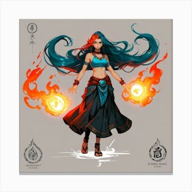 Fire Wraith The Magic of Watercolor: A Deep Dive into Undine, the Stunningly Beautiful Asian Goddess 1 Canvas Print
