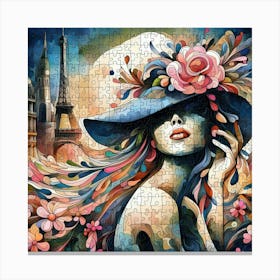 Abstract Puzzle Art French woman in Paris 5 Canvas Print