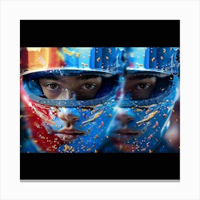 Two People In Helmets Canvas Print