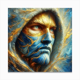 Man With Blue And Gold Face Canvas Print