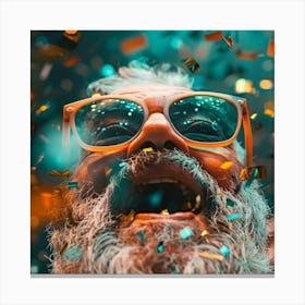 Happy Man With Glasses And Confetti Canvas Print