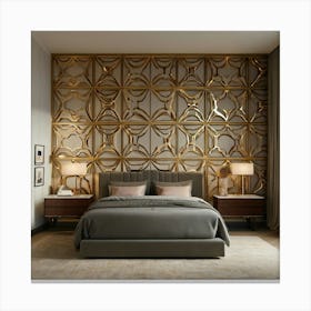 Gold Bedroom Wall Art Canvas Print