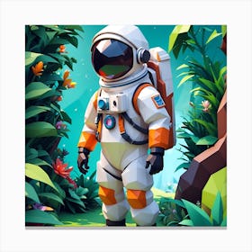 Astronaut In The Jungle Canvas Print