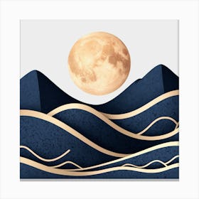 Moon And Waves 72 Canvas Print