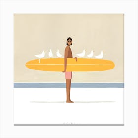 Surfer With Birds Canvas Print