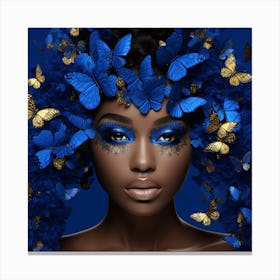 Blue Beauty With Butterflies Canvas Print