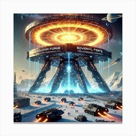 A Futuristic Sci Fi Scene Featuring The Stellar Fo Canvas Print