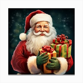 Santa Claus With Presents Canvas Print