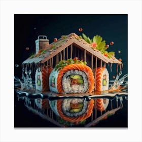 Japanese Sushi In The Shape Of A House In A Japanese 8 Canvas Print