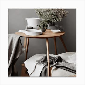 Wooden Side Table Canvas Print