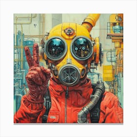 'Gas Mask' Peace Sign Canvas Print