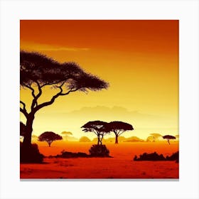 Acacia Trees At Sunset Canvas Print