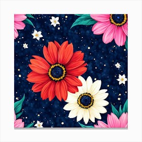 Seamless Pattern With Flowers 1 Canvas Print