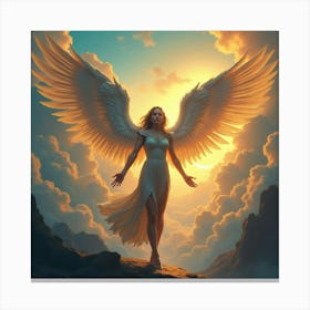 Angelic Warrior Shining Bright In A Surreal, Vibrant Realm 1 Canvas Print