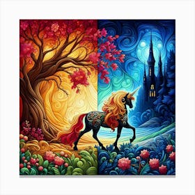 Unicorns In The Forest 1 Canvas Print