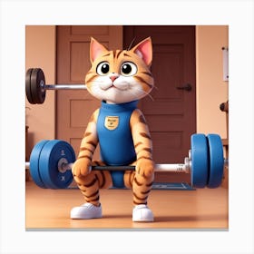 Cat Lifting Weights Canvas Print