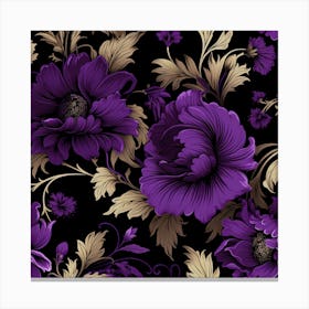 Gothic inspired purple and gold floral Canvas Print