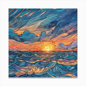 Sunset On The Ocean Canvas Print