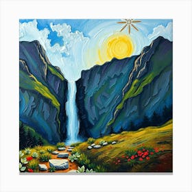 Waterfall In The Mountains 1 Canvas Print